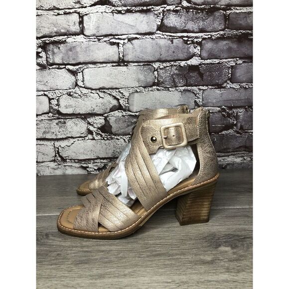 Donald Pliner Junnah Gold Metallic Leather Ankle Strap Heel Sandals Women 5M US - Picture 3 of 16